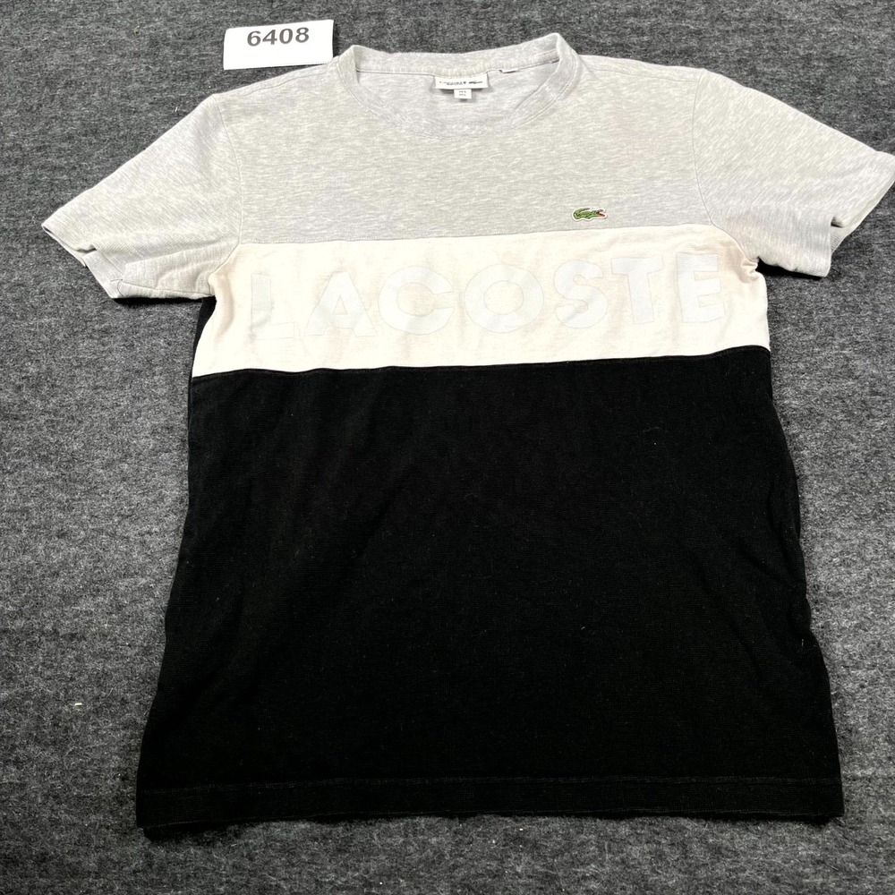 Lacoste T Shirt Mens Large Multicolor Colorblock Graphic Logog Crew Neck